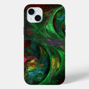 Genesis Green Abstract Art iPhone 15 Mini Hoesje