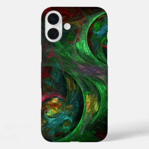 Genesis Green Abstract Art iPhone 16 Plus Hoesje