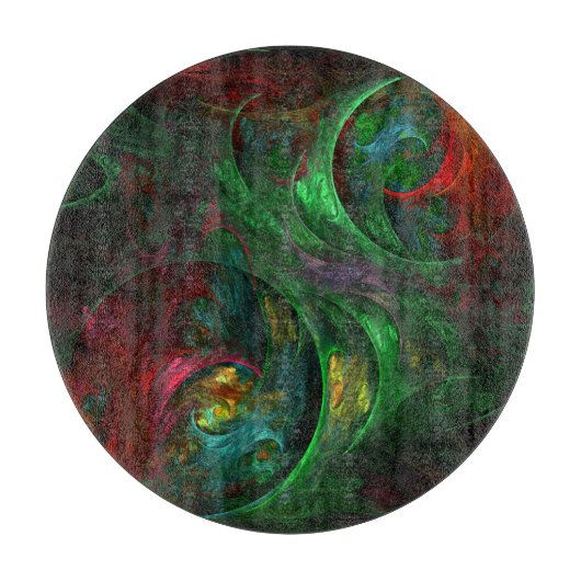 Genesis Green Abstract Art Circle Snijplank (Voorkant)