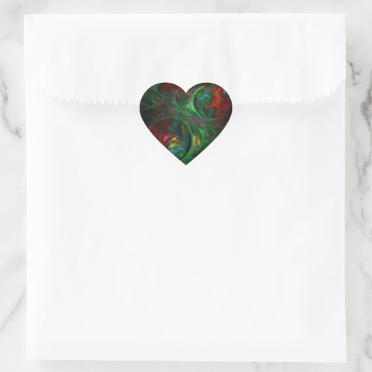 Genesis Green Abstract Art Heart Sticker (Tas)