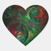 Genesis Green Abstract Art Heart Sticker (Voorkant)