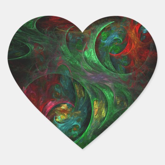 Genesis Green Abstract Art Heart Sticker (Voorkant)