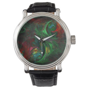 Genesis Green Abstract Art Horloge