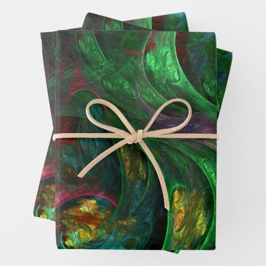 Genesis Green Abstract Art Inpakpapier Vel (In situ)