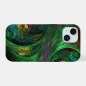 Genesis Green Abstract Art iPhone 15 Case (Achterkant horizontaal)