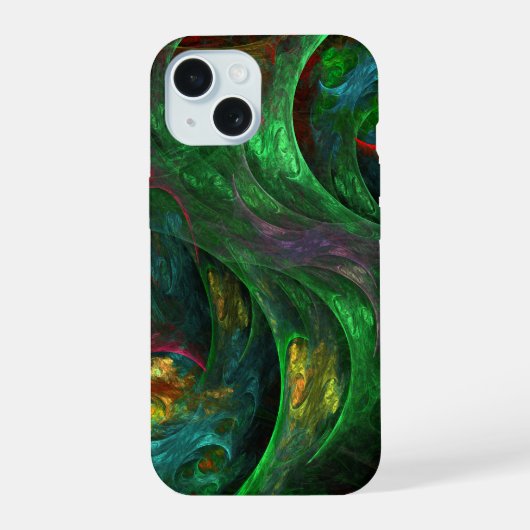 Genesis Green Abstract Art iPhone 15 Case (Achterkant)
