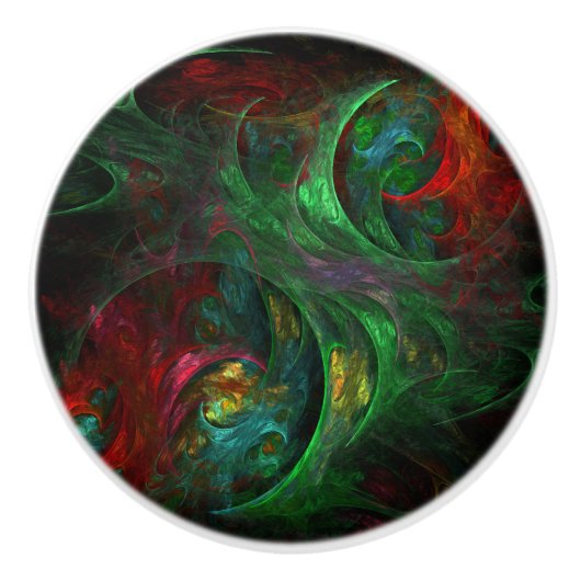 Genesis Green Abstract Art Keramische Knop (Voorkant)