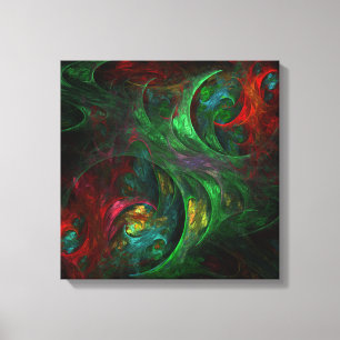 Genesis Green Abstract Art Quad Canvas Afdrukken
