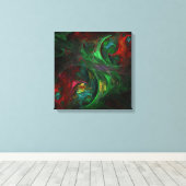 Genesis Green Abstract Art Quad Canvas Afdrukken (Insitu (Houten vloer))