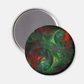 Genesis Green Abstract Art Round Magnet (Voorkant / Achterkant)