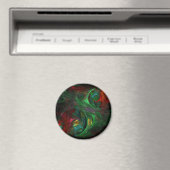 Genesis Green Abstract Art Round Magnet (Insitu (Vaatwasser))