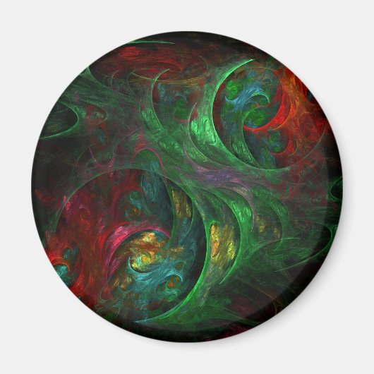 Genesis Green Abstract Art Round Magnet (Voorkant)