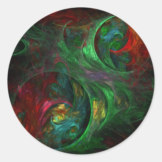 Genesis Green Abstract Art Round Sticker (Voorkant)