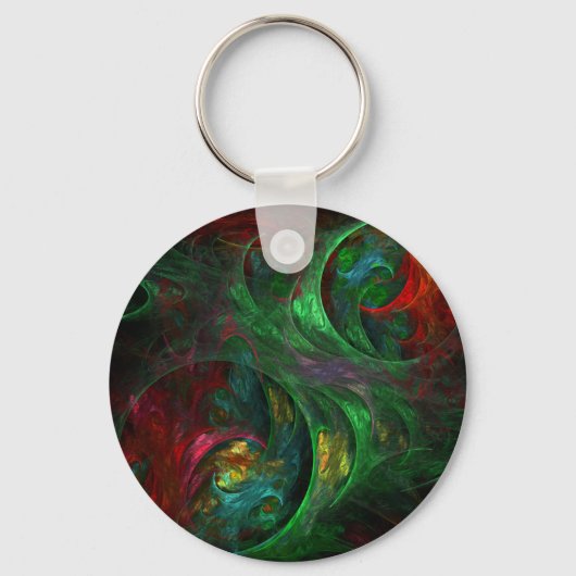 Genesis Green Abstract Art Sleutelhanger (Voorkant)