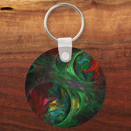 Genesis Green Abstract Art Sleutelhanger (Voorkant)