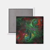 Genesis Green Abstract Art Square Magnet (Voorkant / Achterkant)