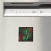 Genesis Green Abstract Art Square Magnet (Insitu (Vaatwasser))