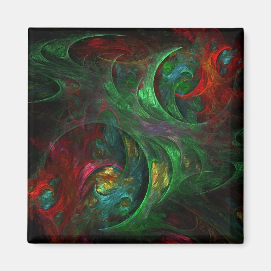 Genesis Green Abstract Art Square Magnet (Voorkant)