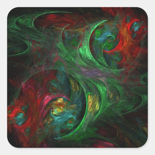 Genesis Green Abstract Art Square Sticker (Voorkant)