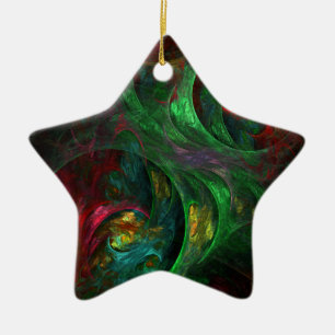 Genesis Green Abstract Art Star-Ornament Keramisch Ornament