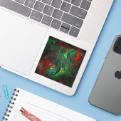 Genesis Green Abstract Art Sticker (Laptop met iPhone)