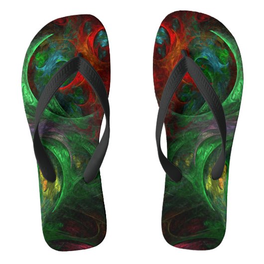 Genesis Green Abstract Art Teenslippers (Voetbed)