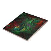 Genesis Green Abstract Art Tile Tegeltje (Zijkant)
