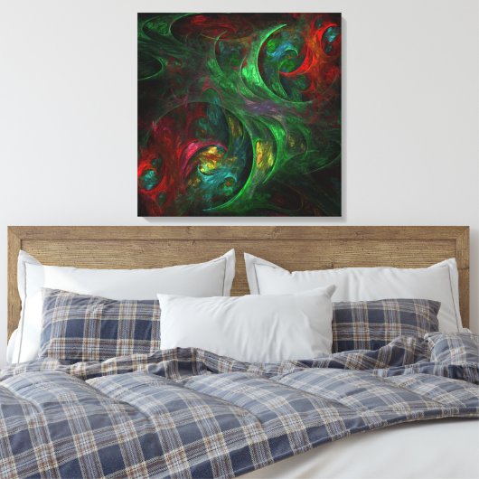 Genesis Green Abstract Art Wrapped Canvas Print (Insitu (Slaapkamer))