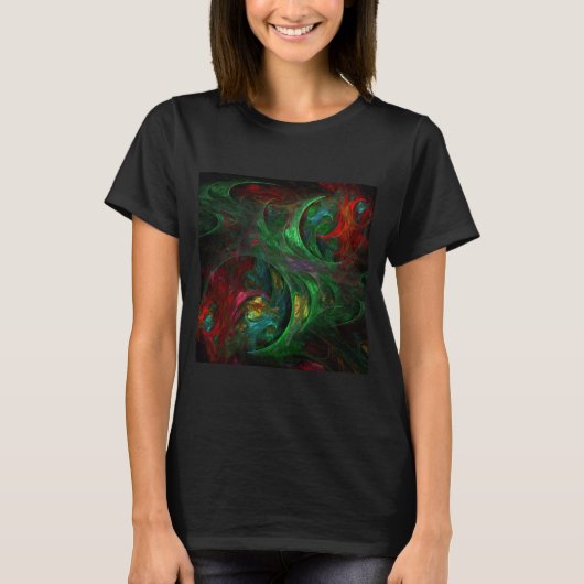 Genesis Green Abstracte Kunst T-shirt (Voorkant)