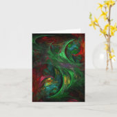 Genesis Green Green Abstract Art Note Card Kaart (Gele Bloem)