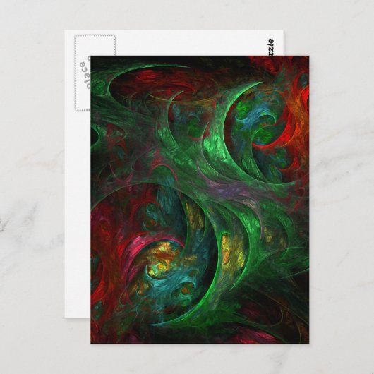 Genesis Groen Abstract Kunst Briefkaart (Voorkant / Achterkant)