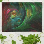 Genesis groene abstracte kunst keukenhanddoek (Gevouwen)