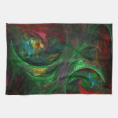 Genesis groene abstracte kunst keukenhanddoek (Horizontaal)