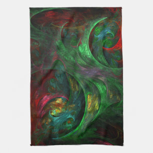Genesis groene abstracte kunst keukenhanddoek