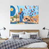 Genesis mosaic Premium - omgepakt canvas (glanzend Afdruk (Insitu (Slaapkamer))