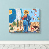 Genesis mozaïek Premium Wrapped Canvas (Glans) Afdruk (Insitu (Houten vloer))