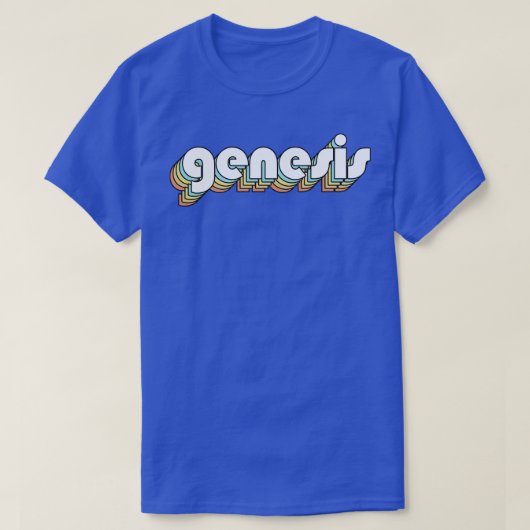 Genesis Retro Rainbow Typography Vervaagde stijl T-shirt (Design voorkant)
