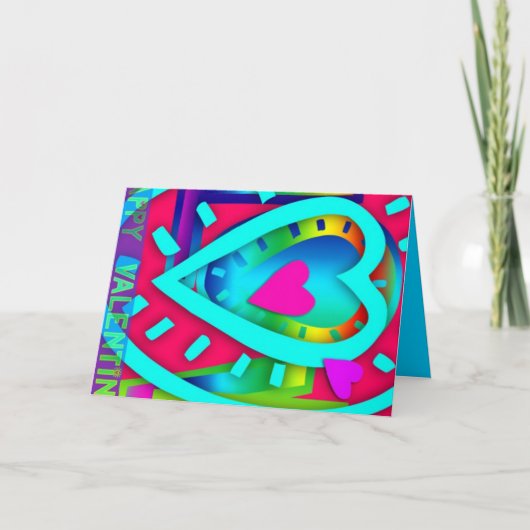 Geneste Hart Pop Kleuren Valentijn Groet Feestdagen Kaart (Voorkant)