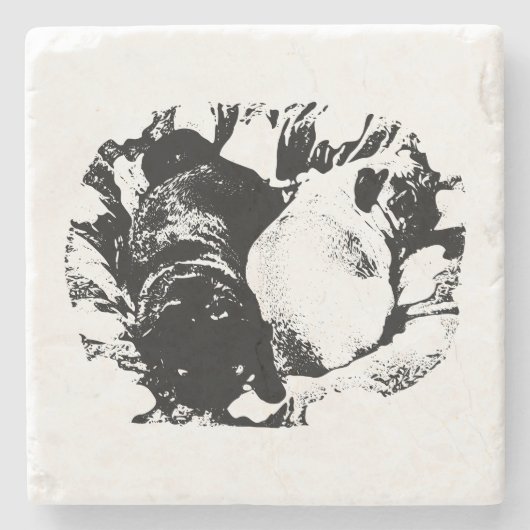 Genesteld Pugs, Tafelwarmte Stenen Onderzetter (Voorkant)