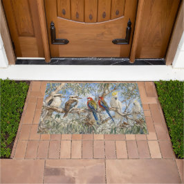 Genesteld tussen de eucalyptus deurmat