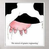 Genetic Engineering Cow GMO Udder Cartoon Poster (Voorkant)