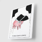Genetic Engineering Cow GMO Udder Cartoon Vierkante Klok (Hoek)