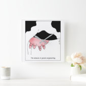 Genetic Engineering Cow GMO Udder Cartoon Vierkante Klok (Huis)