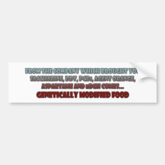 genetisch gemodificeerde levensmiddelen bumpersticker (Voorkant)