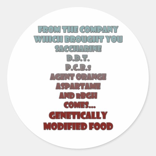 genetisch gemodificeerde levensmiddelen ronde sticker (Voorkant)
