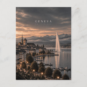 Geneva Cinematic Monochroom Stads Kunst Briefkaart