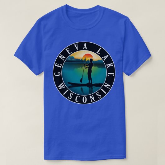 Geneva Lake Wisconsin Paddleboarding T-shirt (Design voorkant)