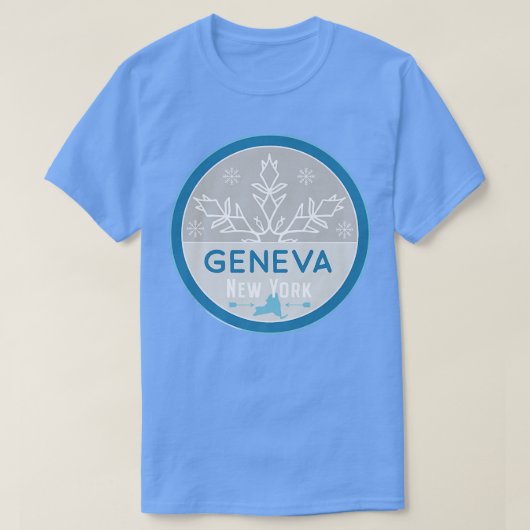 Geneva New York NY Winter Frozen Snowflake Badge  T-shirt (Design voorkant)