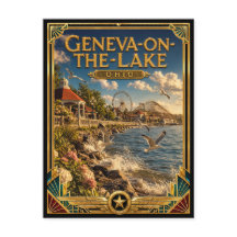 Geneva-on-the-Lake Ohio Vintage Art Deco Gouden Ee