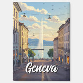 Geneva Street Switzerland Travel Jet d'eau Sunset Magneet (Voorkant)